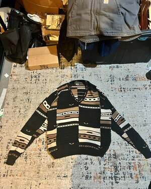 Vintage 90s Tosani 3D Textured Knit Coogi Style V-Neck Sweater 2XLT